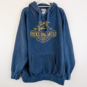 Vintage Ducks Unlimited Hoodie Mens 2XL Blue Bird Waterfowl Hunting Sweater